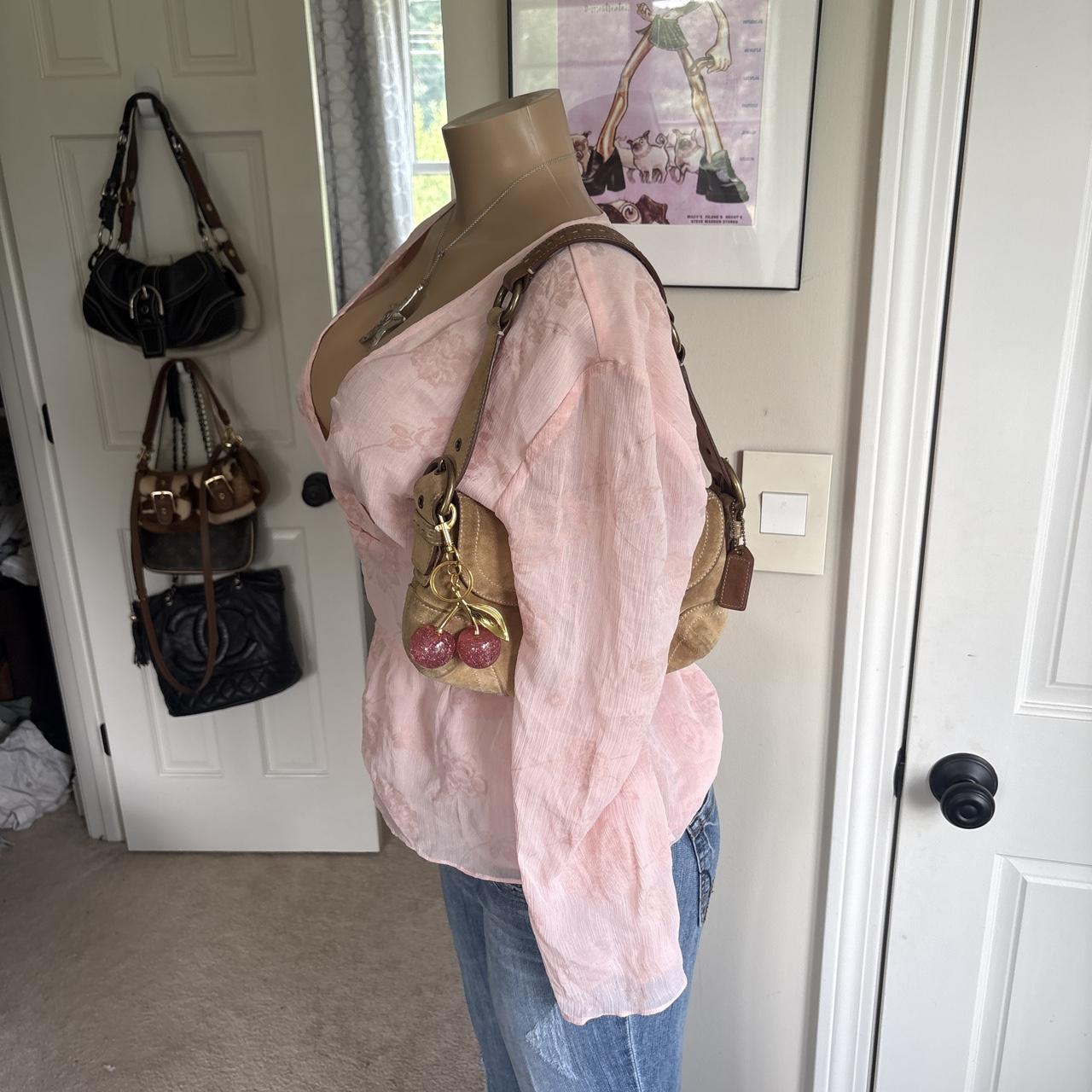 y2k 2000s pink floral sheer tie back long sleeve top