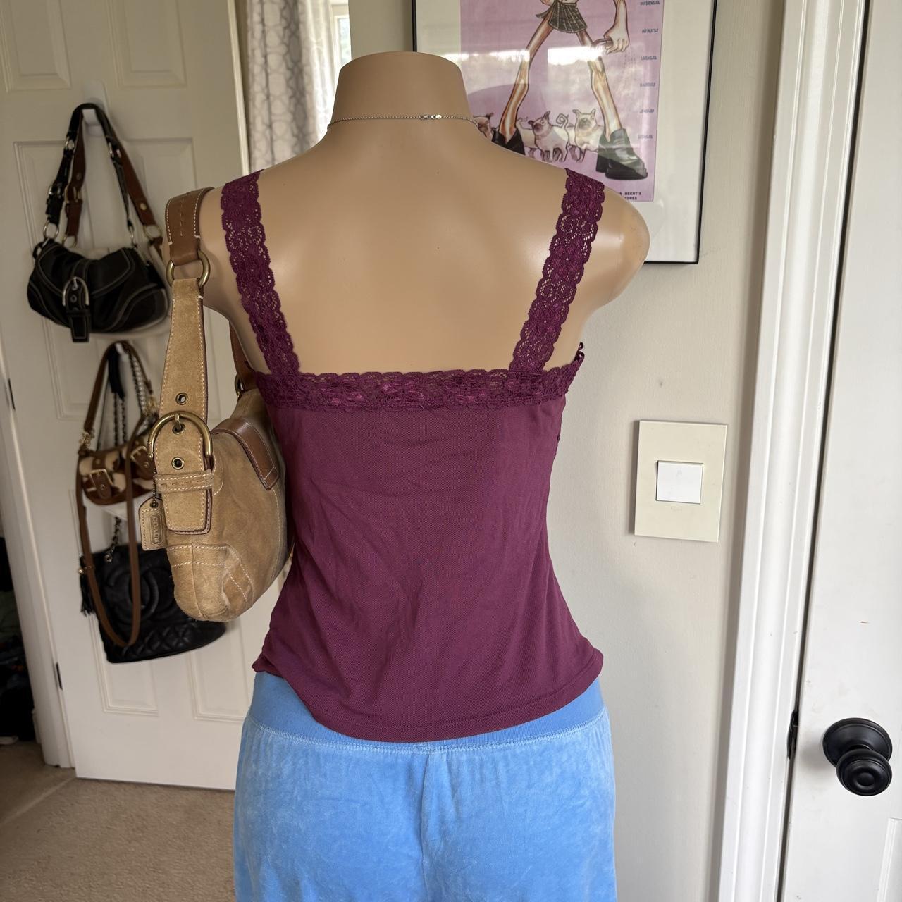 y2k 2000s fairy plum purple lace trim cami top