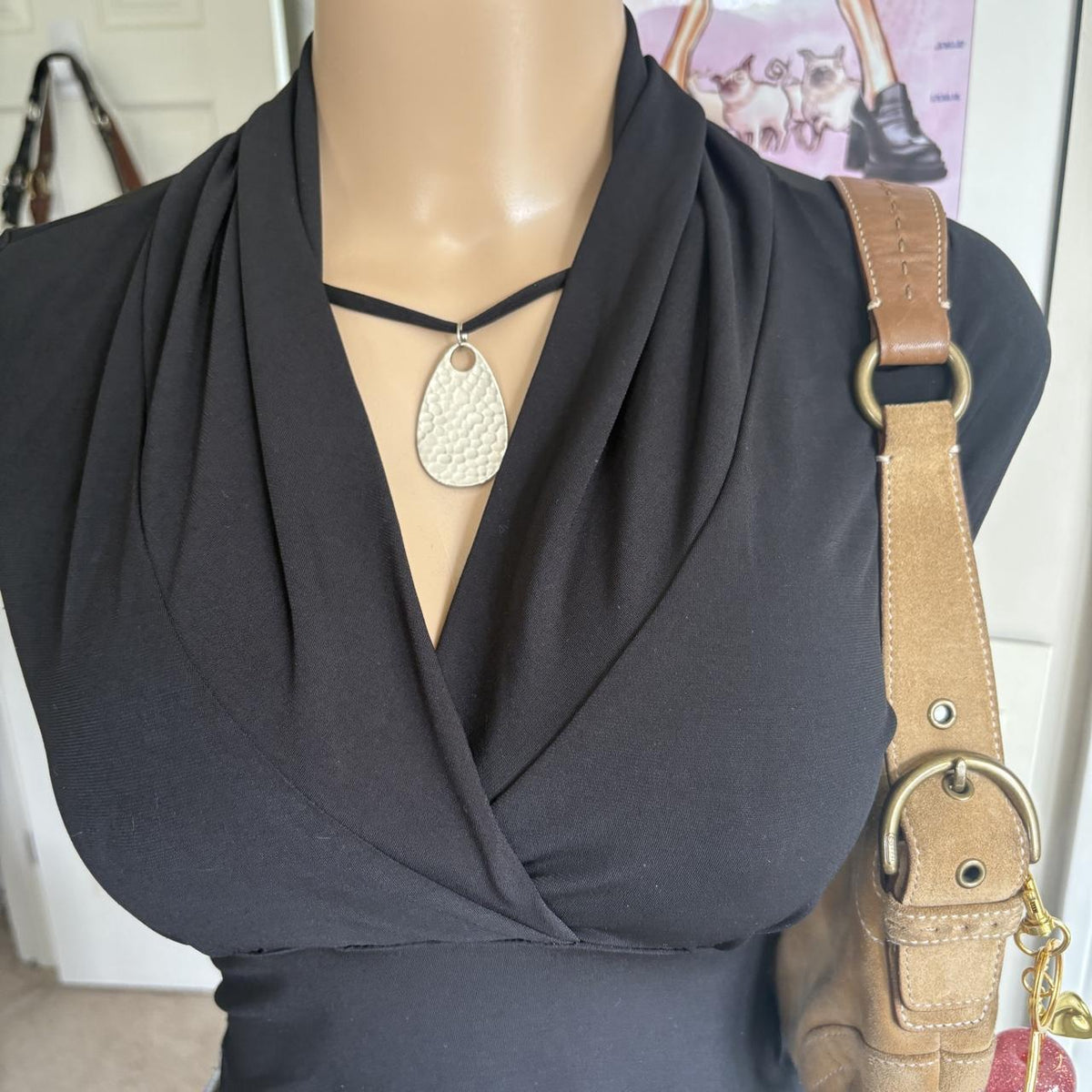 y2k 2000s A Byer Grunge black draped v neck going out top