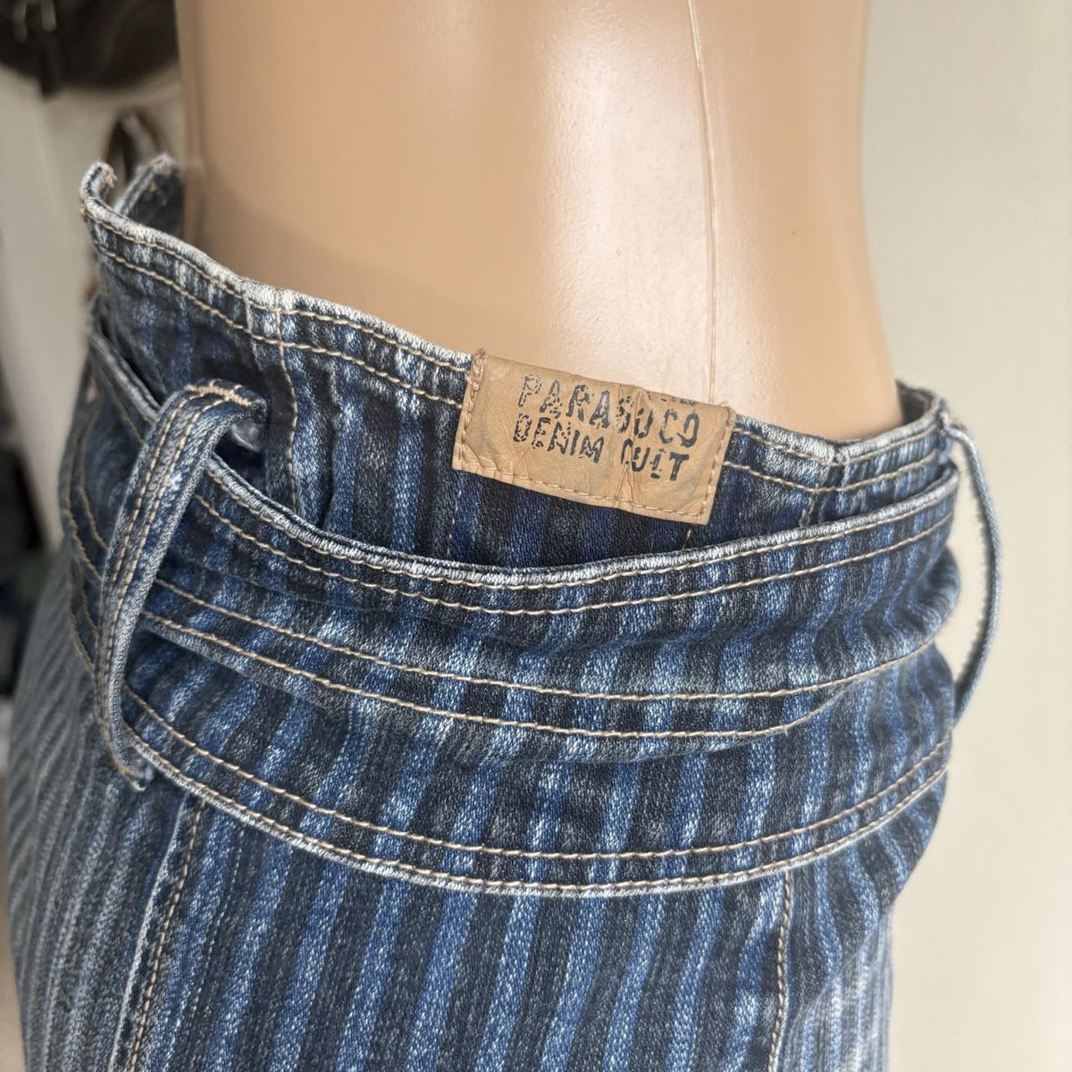 Y2K vintage Parasuco Belted Denim Mini Skirt