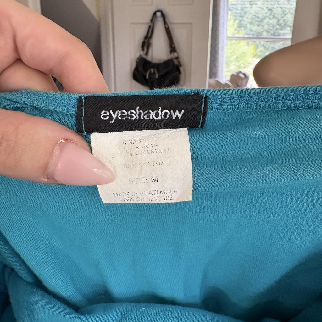 y2k 2000s turquoise tie front strapless top