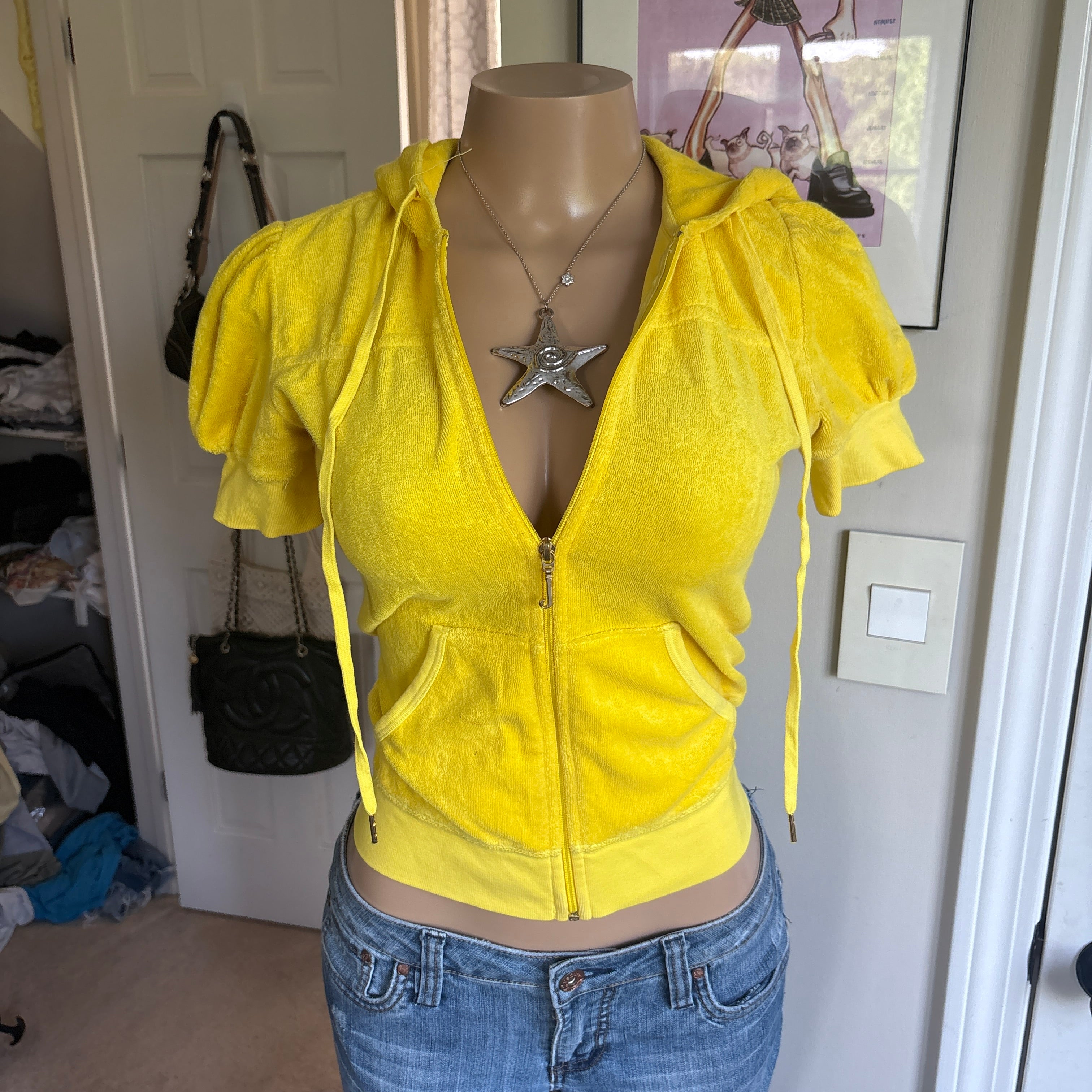 00s vintage Juicy Couture yellow track zip hoodie (size S)